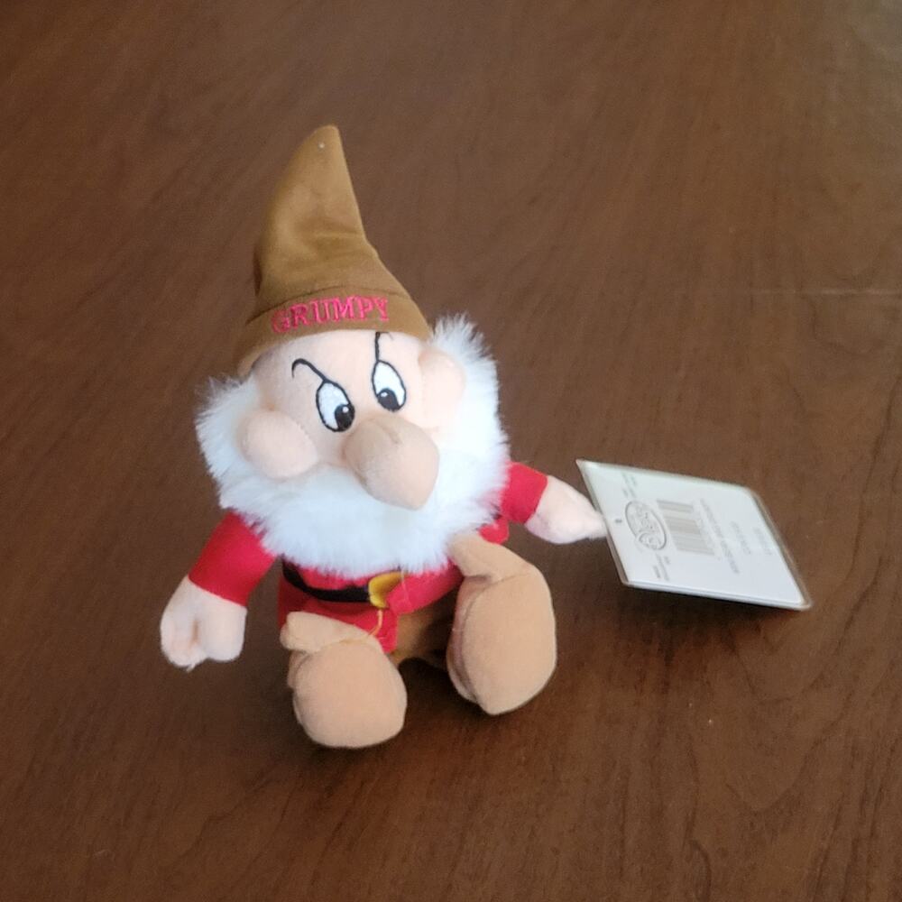 Disney Store 8” Plush Mini Bean Bag Grumpy Snow White and The Seven 7 Dwarfs